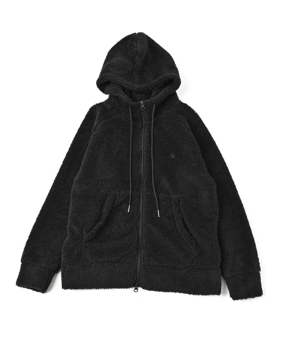 ☆25SS☆ロゴディテール フーディー ジップアップ/RECTO☆ ボアファブリック ジップフーディー BLACK – CIADAZ