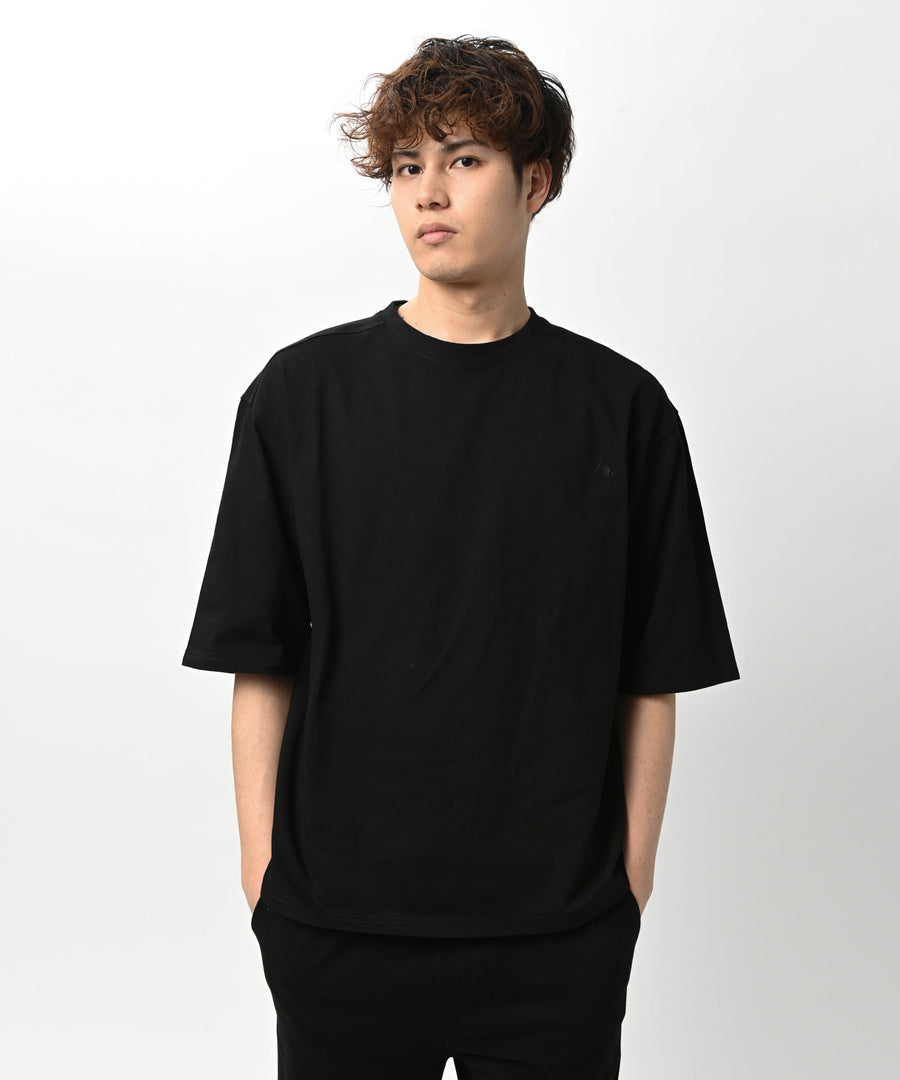 ファインコットン　ワイドフィットTシャツ BLACK