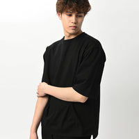 ファインコットン　ワイドフィットTシャツ BLACK