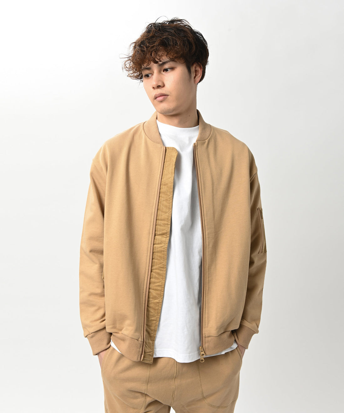 スウェットMA-1 ブルゾン BEIGE